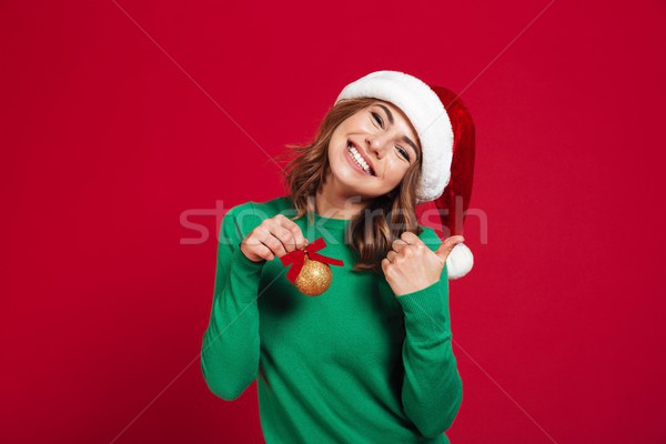 ストックフォト: 女性 · 着用 · クリスマス · サンタクロース · 帽子 · 写真