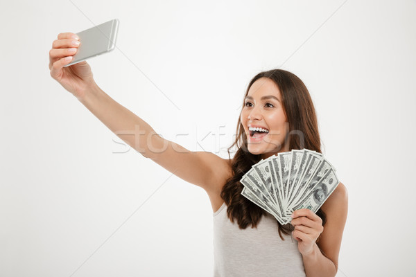 Foto stock: Foto · afortunado · ricos · mujer · plata