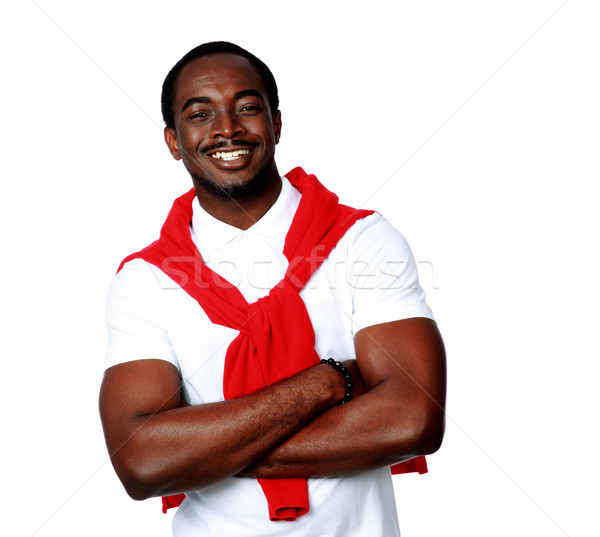 Portrait heureux africaine homme blanche mains Photo stock © deandrobot