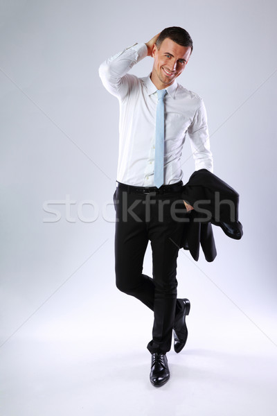 Stockfoto: Portret · gelukkig · zakenman · jas