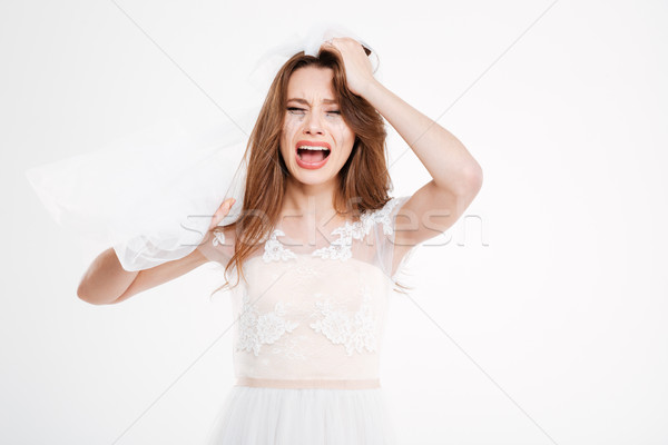 Zaklatott menyasszony fehér lány nők sír Stock fotó © deandrobot