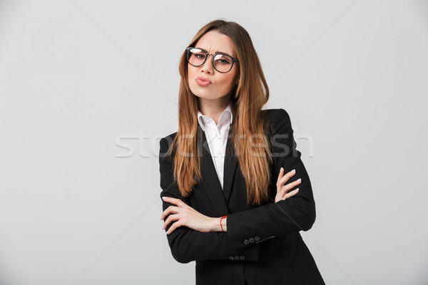 Stock foto: Porträt · enttäuscht · Geschäftsfrau · Anzug · stehen · schauen