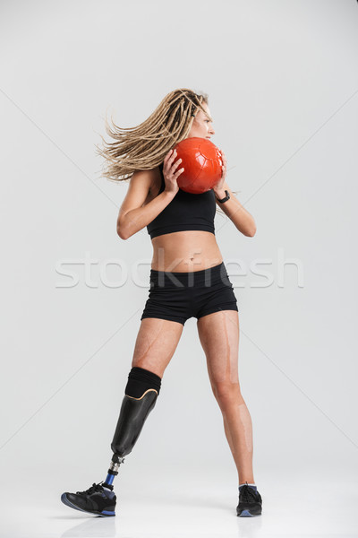 Deaktiviert Sportlerin isoliert Erzeugnis Ball Bild Stock foto © deandrobot