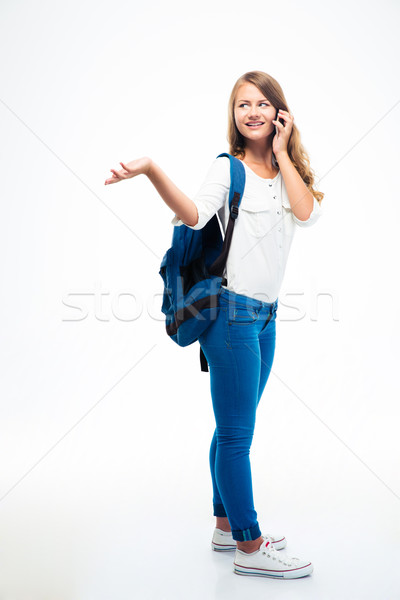 Woman talking on the phone Stock photo © deandrobot