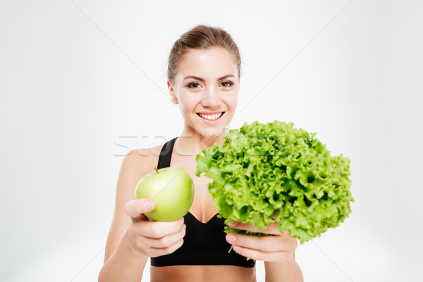 [[stock_photo]]: Excité · souriant · sport · femme · laitue