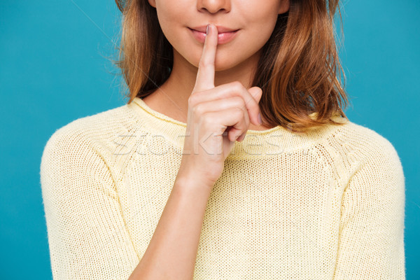 Obraz kobieta ciszy gest zdumiewający Zdjęcia stock © deandrobot