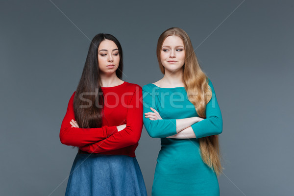 Two offended girlfriend looking at each other Stock photo © deandrobot