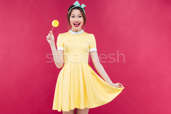 Alegre cute pinup nina pie Foto stock © deandrobot