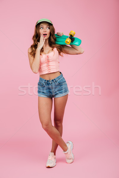 Foto stock: Retrato · surpreendido · animado · mulher · verão