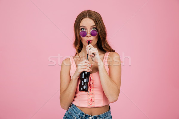 Retrato jovem senhora mulher óculos de sol verão Foto stock © deandrobot