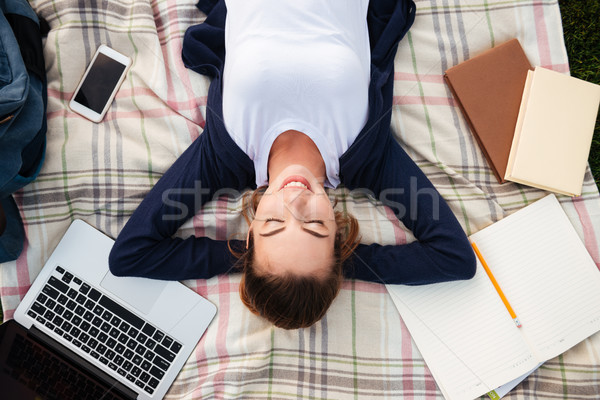 Foto stock: Topo · ver · bastante · jovem · estudante · menina