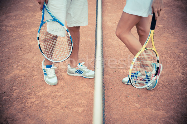 Portre kadın erkek bacaklar tenis kortu Stok fotoğraf © deandrobot