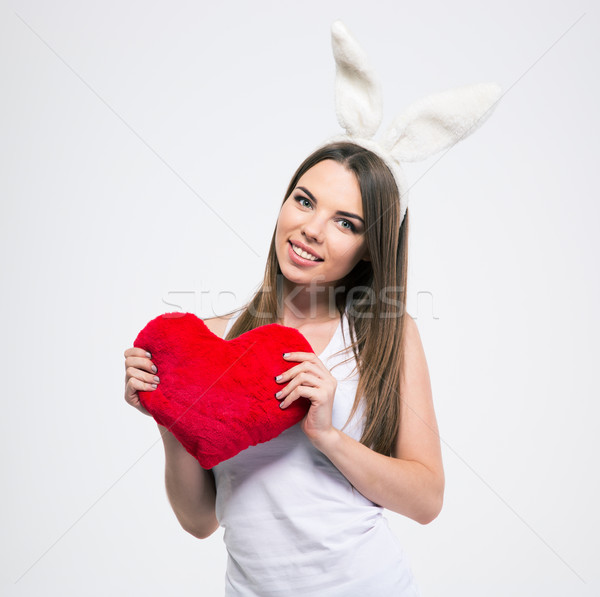 Drăguţ fată iepure urechile forma de inima Imagine de stoc © deandrobot