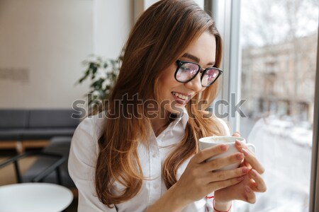 Foto stock: Retrato · feliz · mulher · telefone · móvel