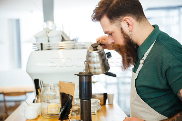 Stock fotó: Barista · áramló · víz · kávé · föld · szűrő