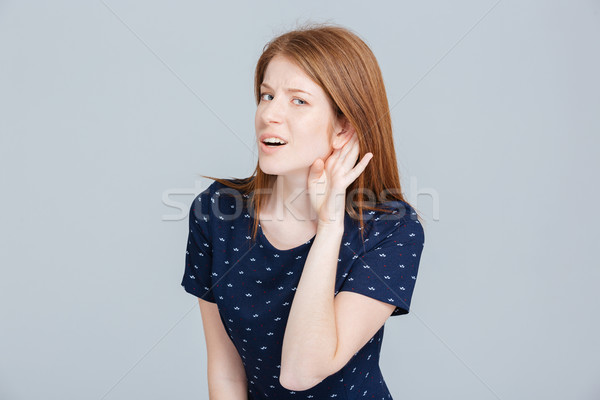 Femme écouter potins gris fille visage Photo stock © deandrobot