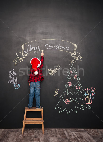 子 立って スツール クリスマス 図面 ストックフォト © deandrobot