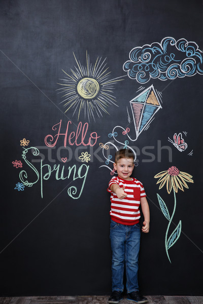 Stockfoto: Glimlachend · gelukkig · weinig · jongen · permanente · tonen