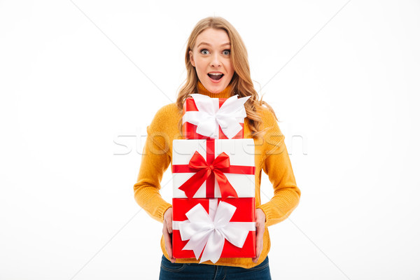 Excitado sorpresa cajas de regalo imagen Foto stock © deandrobot