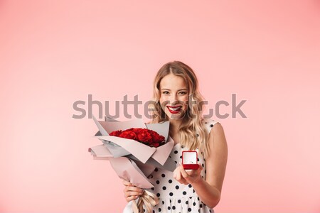 Funny angry young woman with candy cane standing and shouting Stock photo © deandrobot