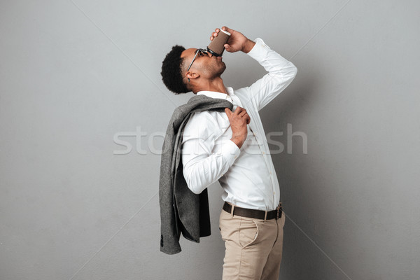 Stockfoto: Jonge · afro · amerikaanse · man · jas