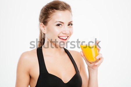 Portret vrolijk jong meisje ondergoed glas Stockfoto © deandrobot