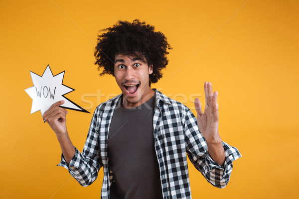 Portrait of an excited happy african man Stock photo © deandrobot