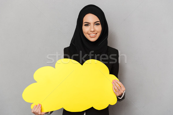 Portrait of arabic young woman 20s in black traditional clothing Stock photo © deandrobot
