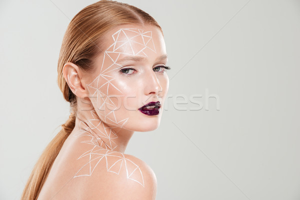 Schoonheid afbeelding profiel meisje body art Stockfoto © deandrobot