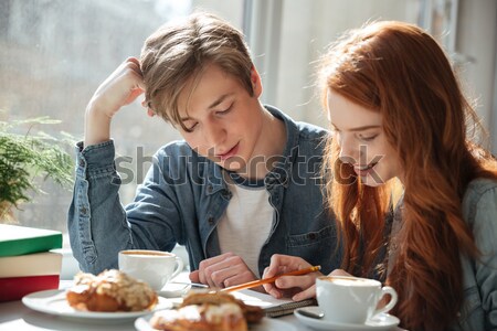 Two students making lessons Stock photo © deandrobot