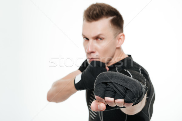 ハンサム スポーツマン ボクサー 立って 孤立した 画像 ストックフォト © deandrobot