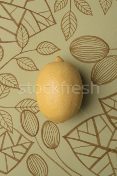 Lemon over outline floral background Stock photo © deandrobot