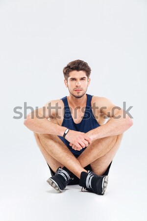 Portré jóképű fiatal fél meztelen sportoló Stock fotó © deandrobot