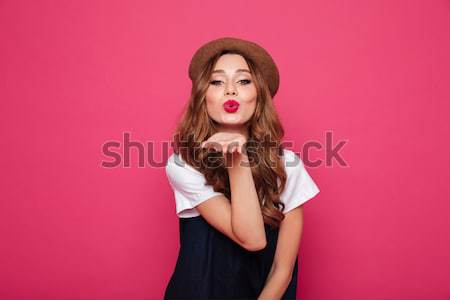 Retrato mulher jovem maiô coração Foto stock © deandrobot