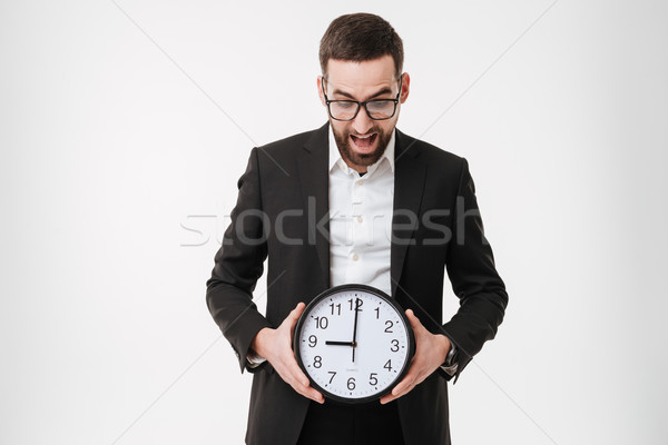 Stockfoto: Schreeuwen · bebaarde · zakenman · horloge · afbeelding