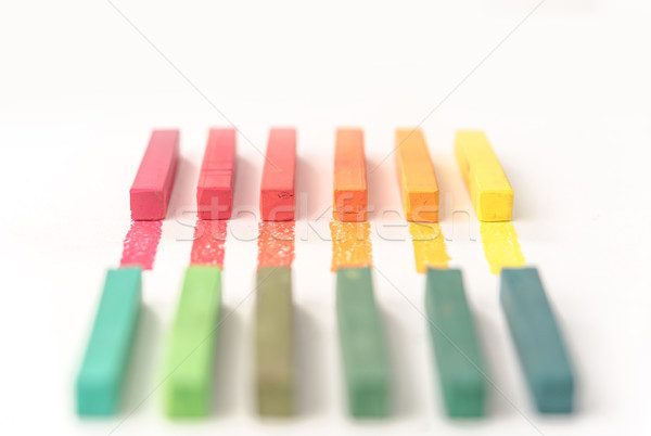 Close up of colorful pastel chalks and their pigments Stock photo © deandrobot