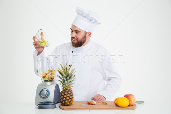 Foto stock: Masculina · chef · cocinar · frutas · retrato