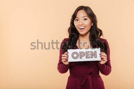 Two beautiful smiling sisters twins showing blank laptop computer screen  Stock photo © deandrobot