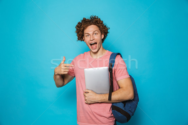 Bild Youngster guy lockiges Haar tragen Stock foto © deandrobot