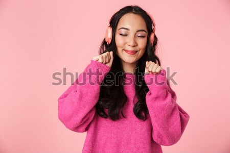 Portre mutlu kadın gri kız moda Stok fotoğraf © deandrobot