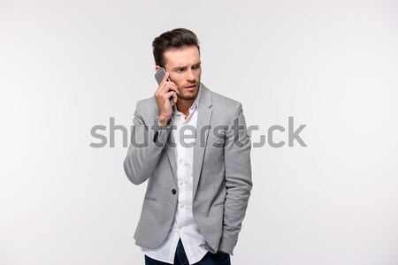 Przypadkowy biznesmen mówić telefonu portret młodych Zdjęcia stock © deandrobot