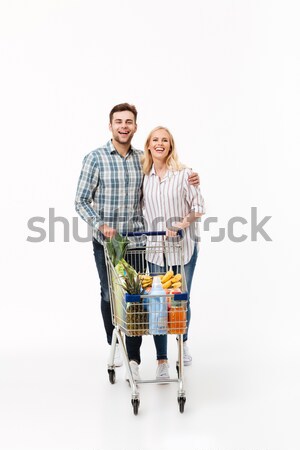 [[stock_photo]]: Portrait · joyeux · couple · permanent · supermarché