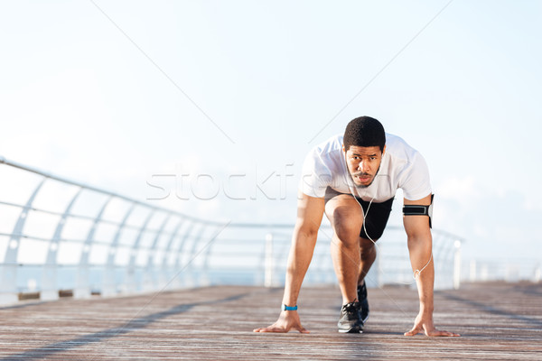 Foto stock: Corrida · começar · posição · pier