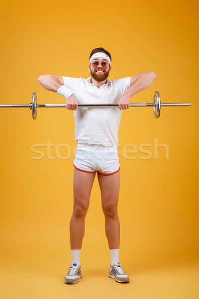 Jovem esportes barbell quadro Foto stock © deandrobot