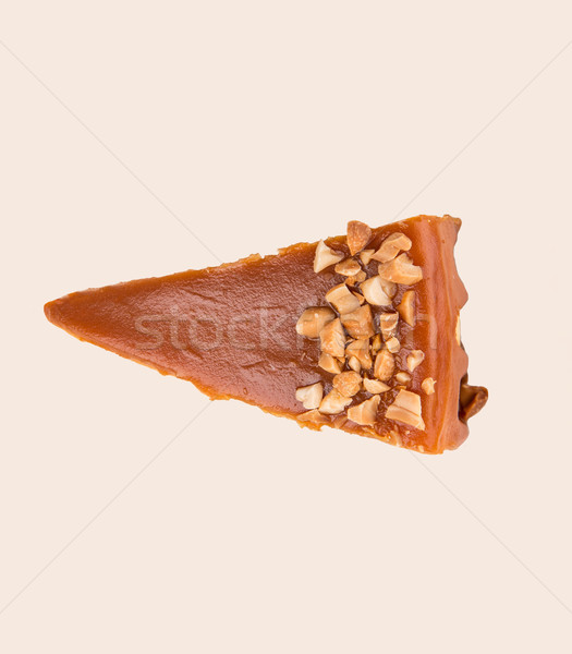 [[stock_photo]]: Coup · cheesecake · noix · isolé · blanche