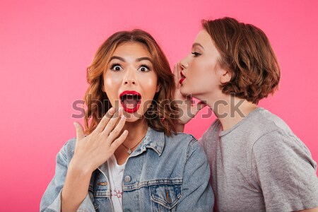 Stock photo: Close up image of surprised curly girl covering her mouth