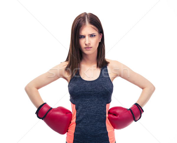 Fitness woman in boxing gloves Stock photo © deandrobot