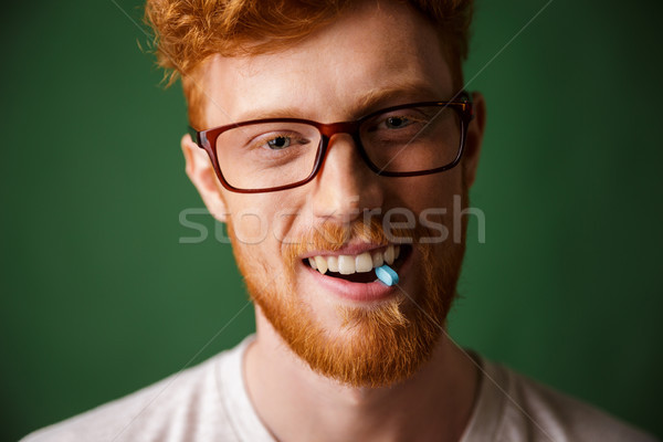Foto stock: Retrato · feliz · homem · óculos