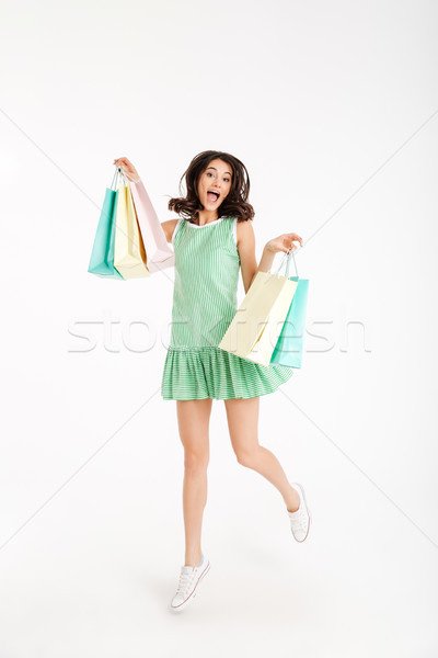 Foto stock: Retrato · alegre · nina · vestido