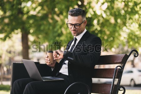 Portrait of a happy businessman dressed in formal clothes Stock photo © deandrobot